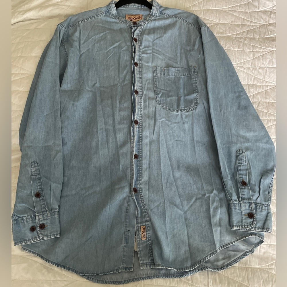 Woolrich Men’s Denim Long Sleeve Button Up Shirt-Size L